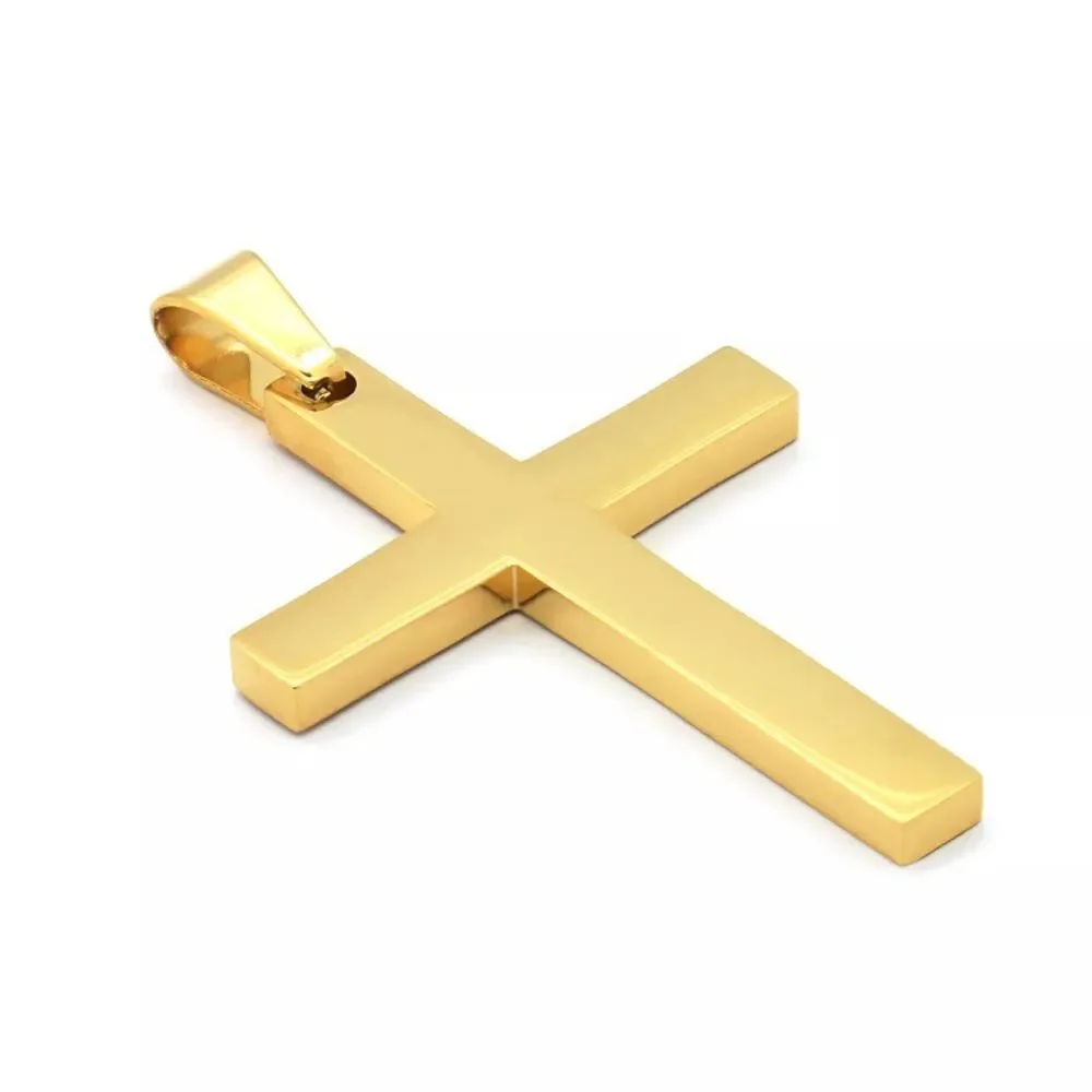 Gold Plated Cross On 24" Cuban Necklace - Picture 2 of 4